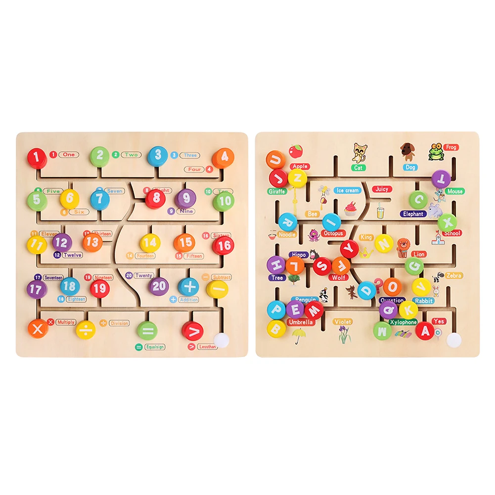 

Буквенно-цифровой Лабиринт для детей, деревянные игрушки, ходячие шарики, строительные блоки, пазл для раннего развития, умные Обучающие по...