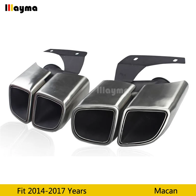 Серебряные наконечники выхлопной трубы глушитель для Porsche Macan 2014 2015 2016 2017 года