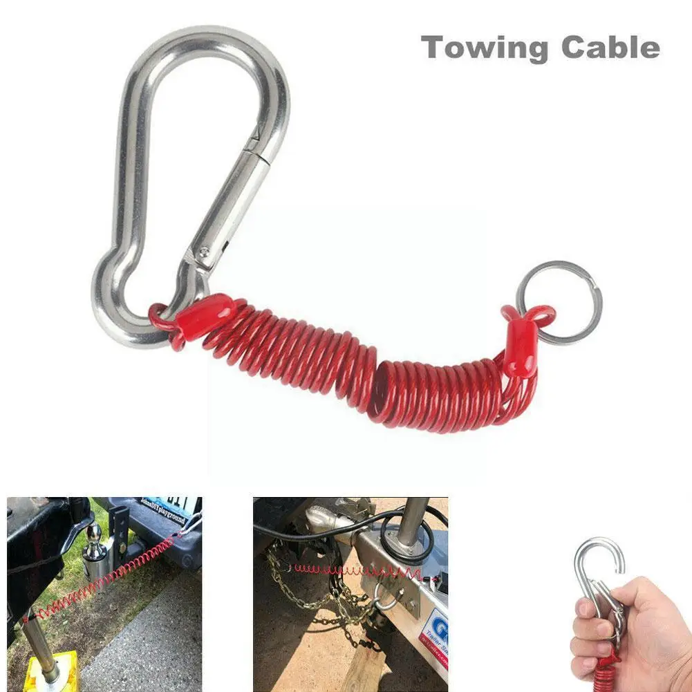 

8*80mm Rv Trailer Safety Rope Steel Rv Safety Insurance Rope Accessories Car Hook Spring Anti-dropping Buckle M2g1