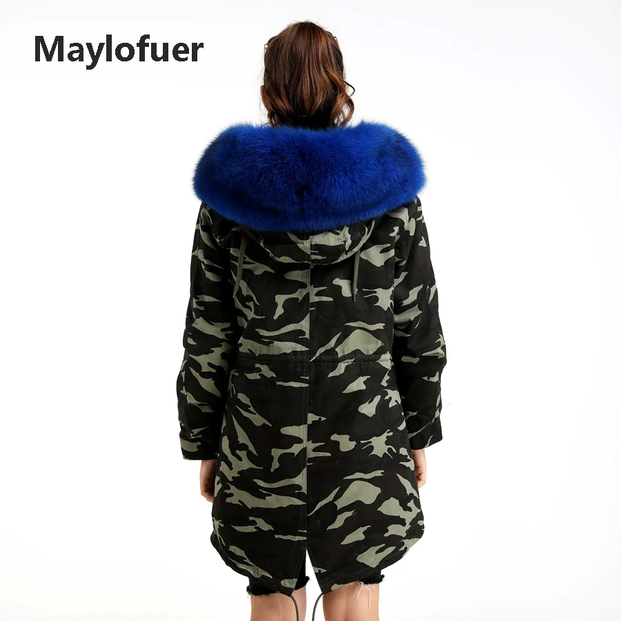 Парка Maylofuer из натурального Лисьего меха по хорошей цене камуфляжная женская