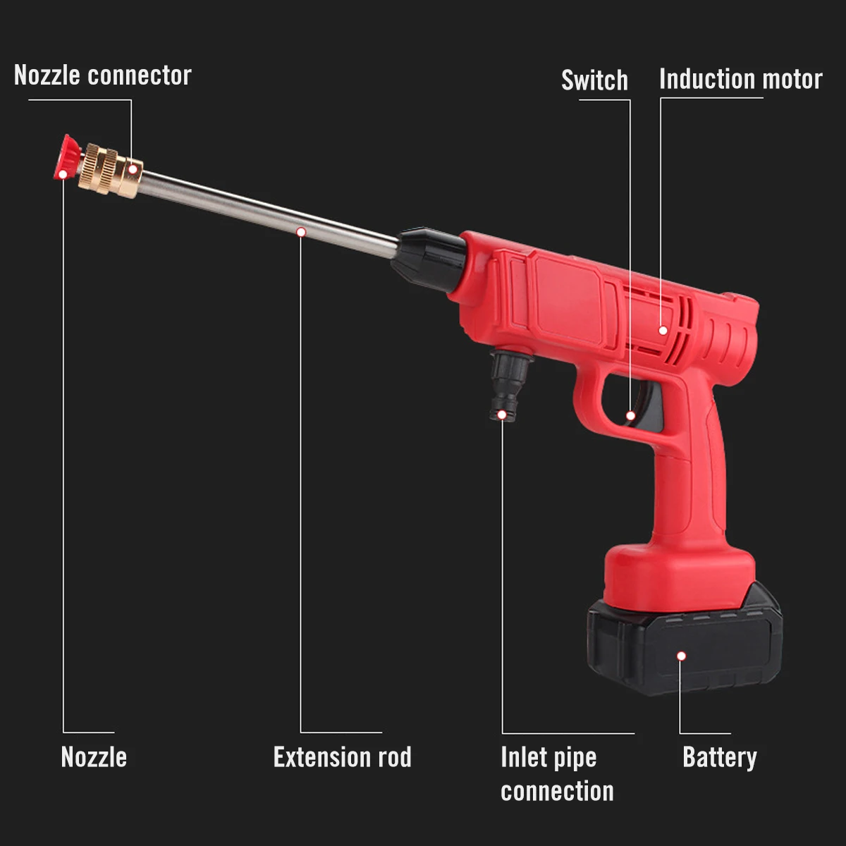 Цена Беспроводной водяной пистолет высокого давления для мойки автомобиля, 1000 Вт, портативный мойщик высокого давления, парковочная машина с ба...