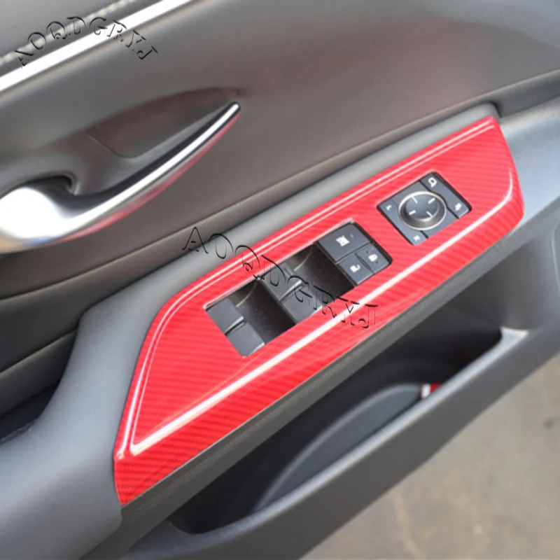 

Glossy Carbon Fiber Red Look Window Lift Switch Control Panel Moulding Trim set 4 pcs For Lexus ES350 ES300h 2018-2020