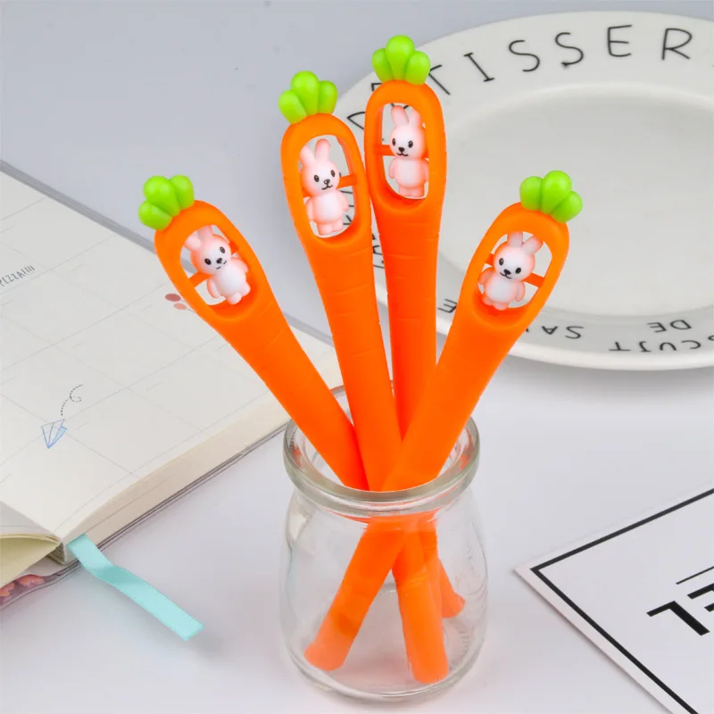 

Creative Carrot Rabbt Gel Pen Cartoon 0.5mm black ink Signature Pens Promotional Gift Stationery School Supplies