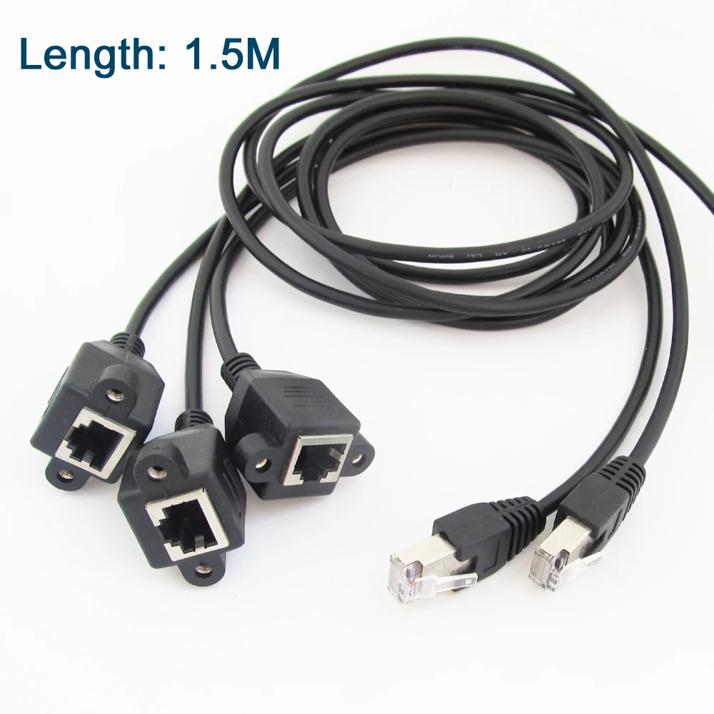 

1 шт. 1,5 м 8P8C RJ45 штекер-гнездо M/F Сетевой Удлинительный кабель с винтовым замком