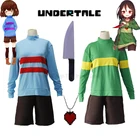 Игры Undertale фриск Чара косплей костюм набор одежды с высоким воротником, толстовка, куртка, шорты комплекты нож с подвеской в форме сердца с vCosplay опора