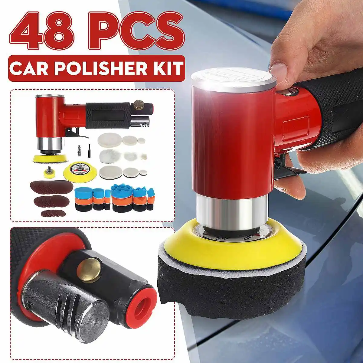 

New 1"/2"/3" Random Orbit Air Sander Mini Pneumatic Grinding Machine for Car Polishing High Speed Air Powered Sanding Polisher