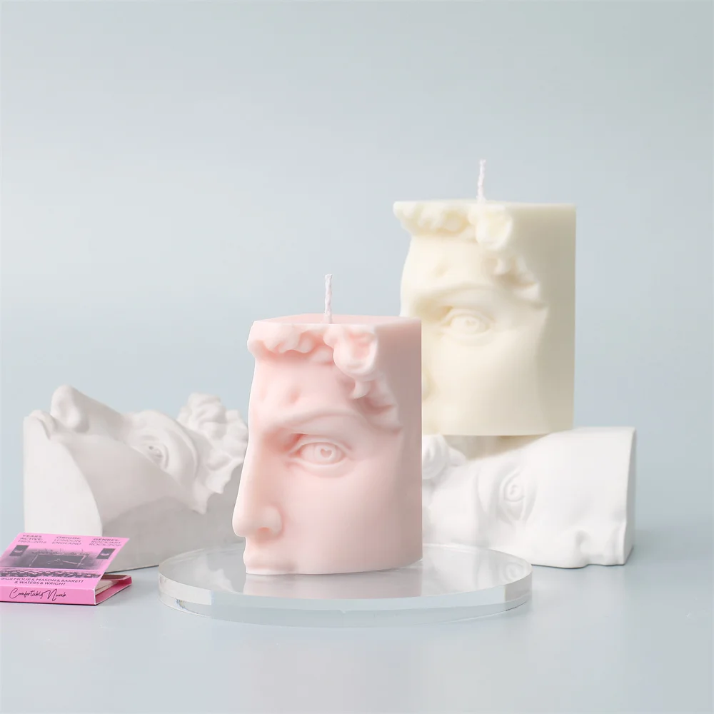

David Sculpture Candle Silicone Mold 3D Half Face Statue Scented Candles Making Mould Home Decoration Tool