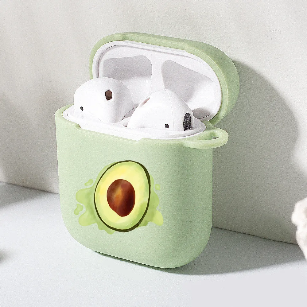 

Green Avocado Soft Cute Silicone Case For Airpods Case Wireless Bluetooth Headset Earphone cover AirPod 2 1 Soft For Airpods 2