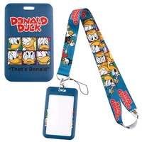 yq232 funny mickey donald duck keychain lanyard phone rope for usb id badge holder cartoon neck strap hang rope necklace lariat