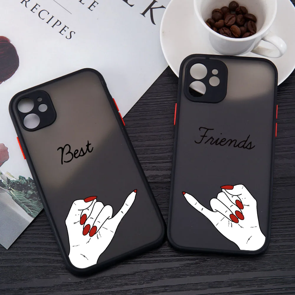 

Best Friends Pattern Ladybro Pairs Matte Cover Phone Case Skin for iPhone 11 12 13 Pro Max X XS XR 6 6s 7 8 Plus SE2 Mini