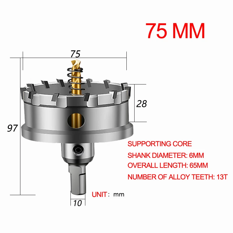 75mm 14-75 мм YG10X твердосплавный сверлильный нож для резки комплект для отверстия алюминиевый сплав железная пластина из нержавеющей стали 1 шт - Цвет: 75mm