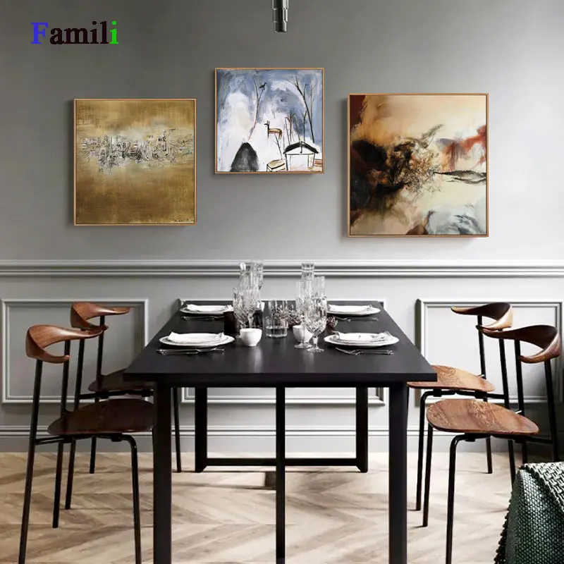 Абстрактная картина маслом на холсте HD принт желто серый цвет скандинавский