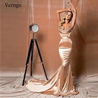 Verngo сексуальное шелковое атласное вечерние платья цвета шампанского Русалка длинное вечерние нее платья для выпускного вечера, любимая девушка на тонких бретелях официальное платье
