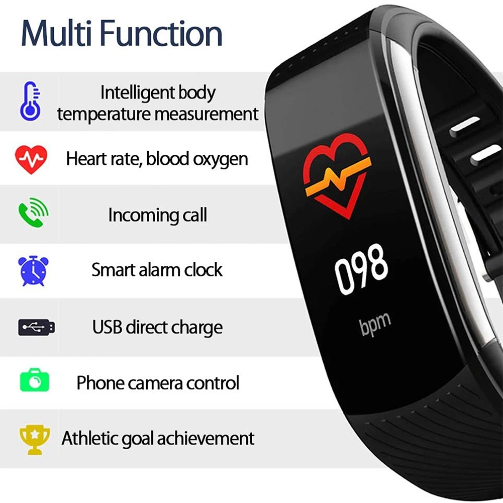 

Smart Thermometer Health Tracker Fashion Stainless Steel Smart Watch Electronics Sport Wrist Watch For Android IOS Smartwatch
