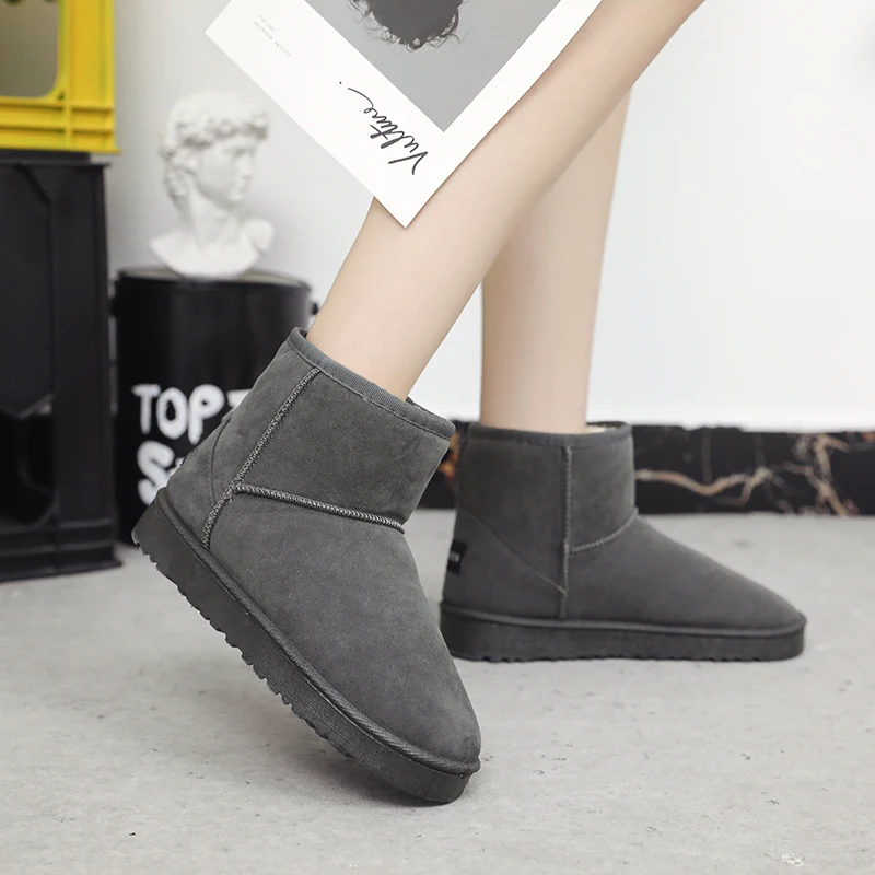 Rimocy/Зимние теплые плюшевые ботинки Женская однотонная обувь без застежки Цвет