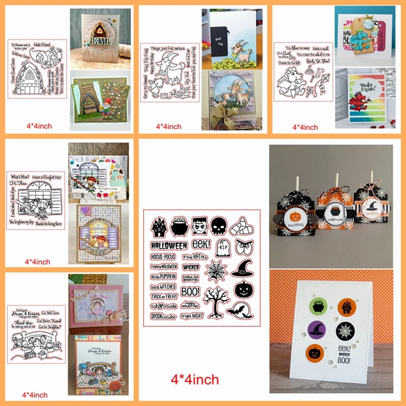 Прозрачные силиконовые штампы Хэллоуин Рождество Коза Дракон Санта маленькая