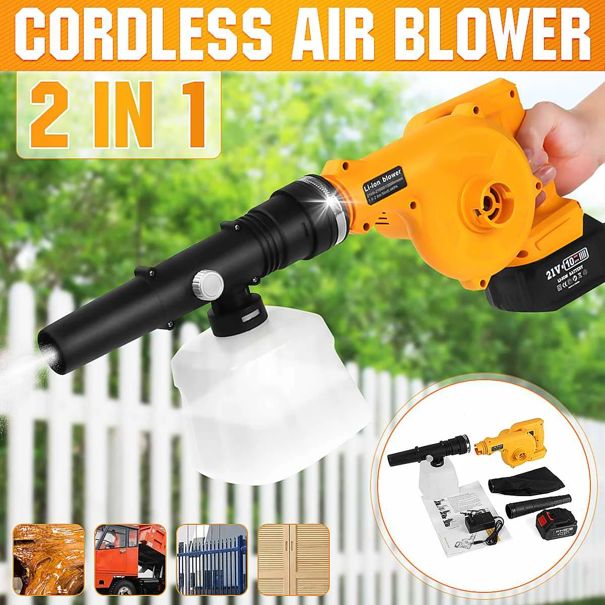 

900W 2 in 1 Function Wireless Blower Sprayer Hand held Electric Battery Cordless String Blower Sweeper Garden Power Tools