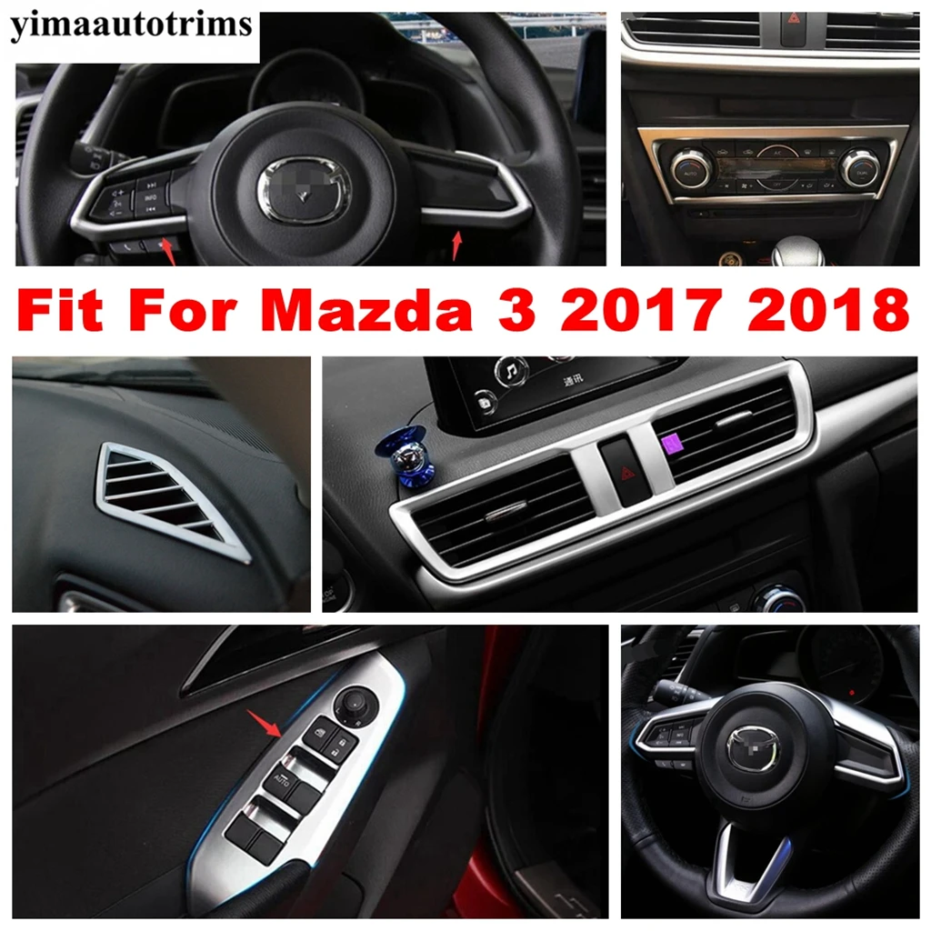 

Armrest Lift Button Central Control Frame Air AC Panel Cover Trim Accessories For Mazda 3 2017 2018 ABS Matte Interior Refit Kit