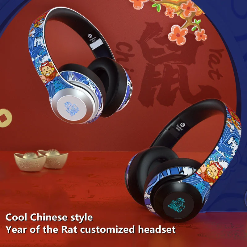 

KINGSTAR Chinese Style Wireless Bluetooth Graffiti Headset With Micr Led Colorful Lighting Earphones Sports Music Headphone