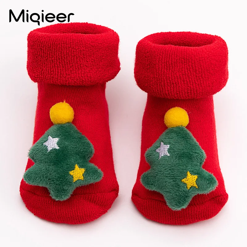 

Baby Socks Girls Boys Winter Anti Slip Thicken Print Cotton Toddler Children Christmas Socks For Newborns Kids Xmas Floor Shoes