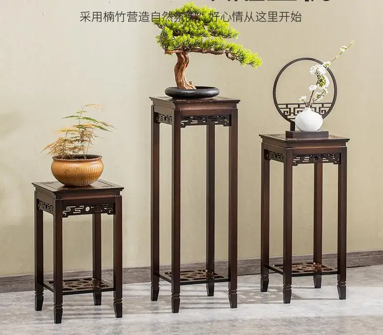 

Flower rack indoor flower stand flower pot rack living room floor type hanging orchid rack antique flower table Chinese bamboo f