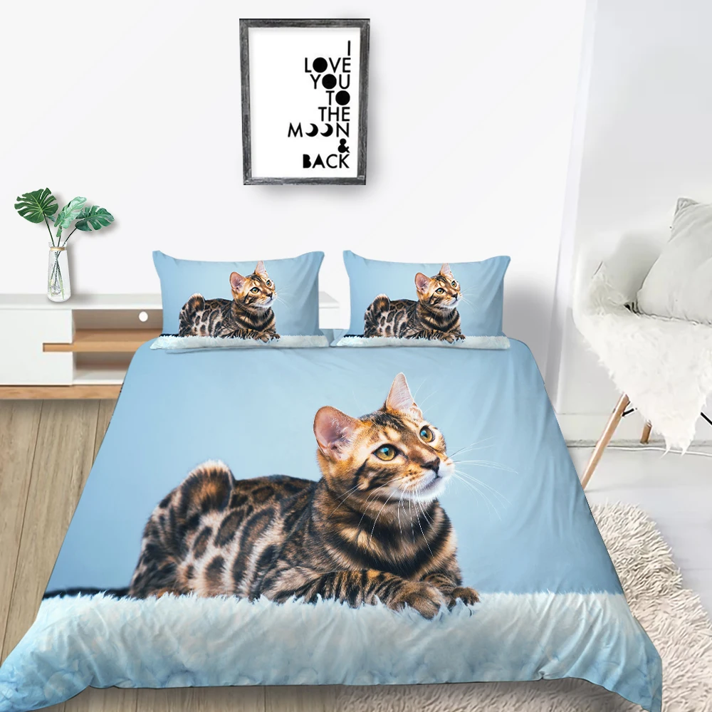 Комплект постельного белья с изображением апельсинового кота | Дом и сад