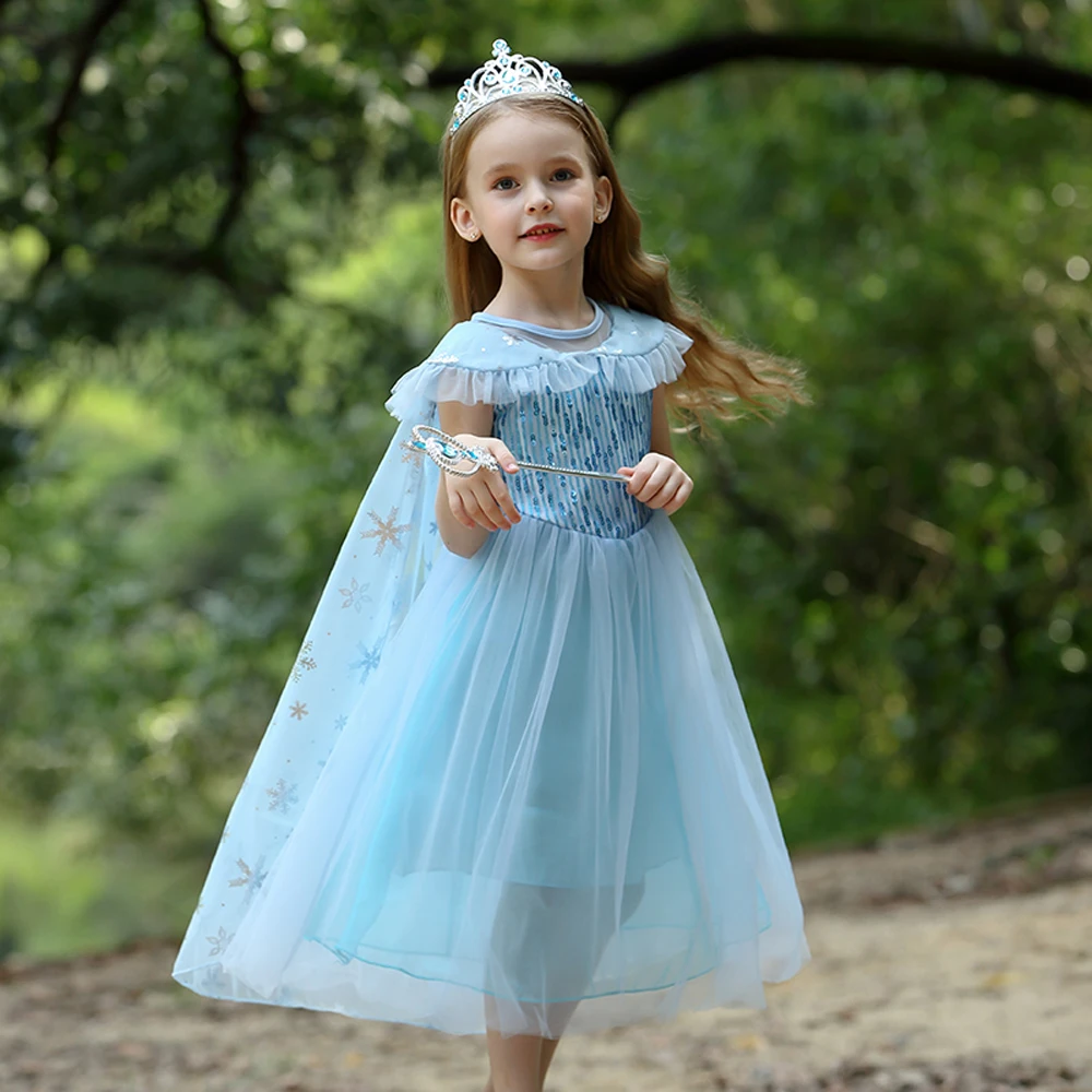 Снежная королева комплект одежды для девочек на Рождество платье Эльзы