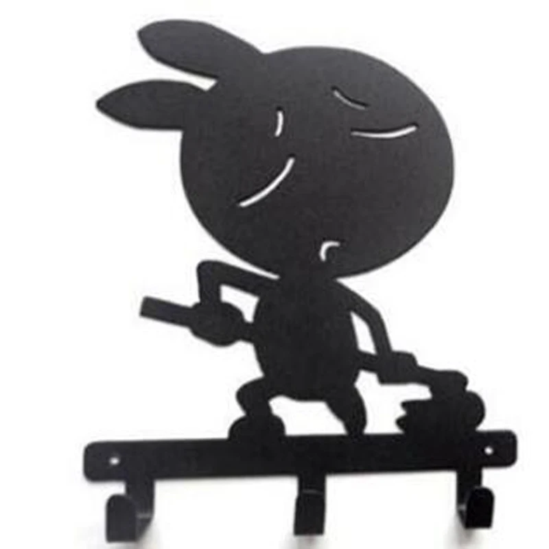Original Design Funny Cartoon Rabbit Shaped Metal Robe Hook Coat Hat Bag Wall Hanger Decorative Wall Hooks