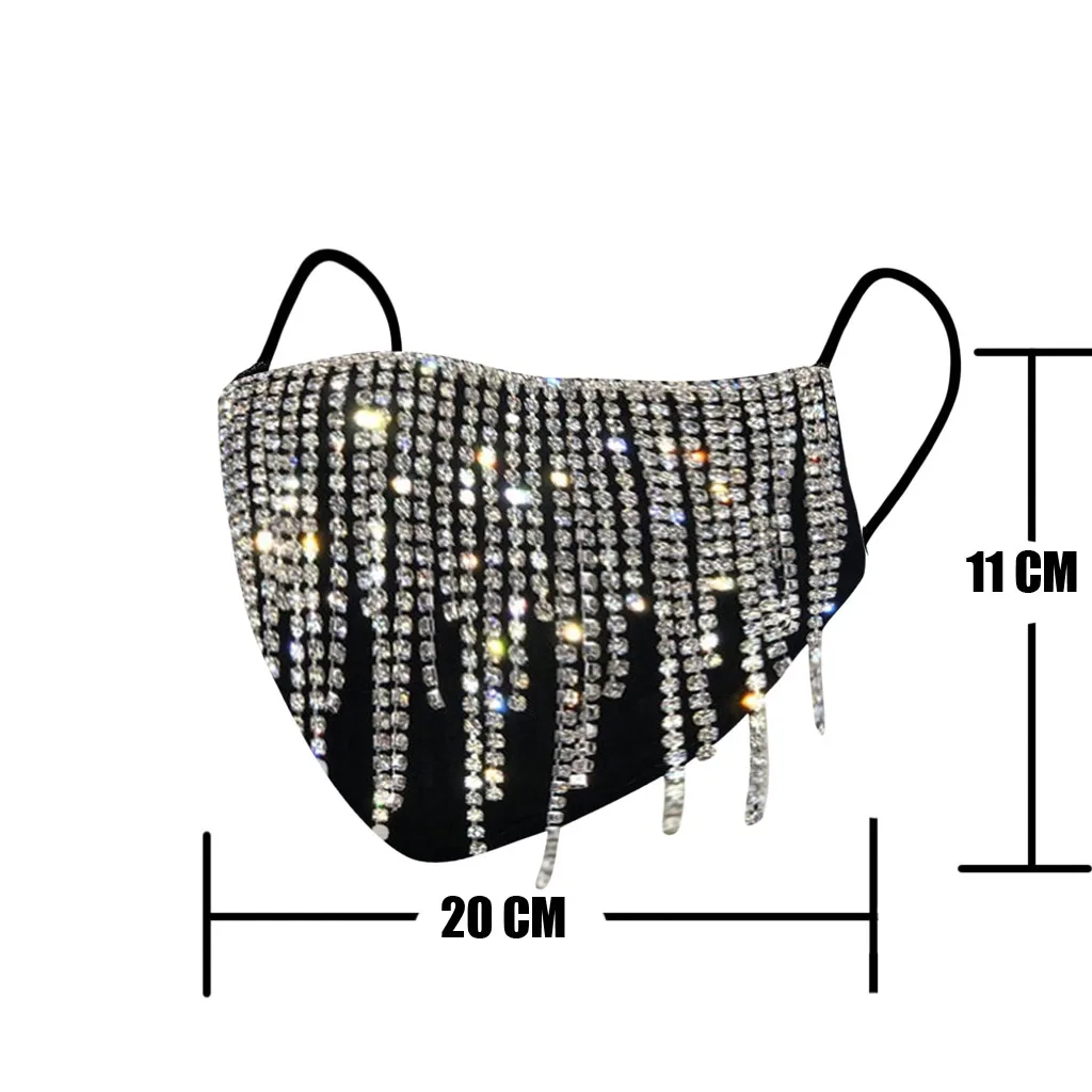 

1pc Women's Fashion Mouth Cover Flash Diamond Jewelry Tassel Pendant Mascarillas Reutilizable Face Mask Fashion Mondmasker R1