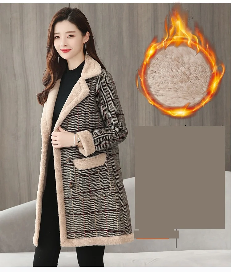 Stylish clothes Women winter jacket Elegant Korean style jackets Thick Warm lattice coat lambswool Outwear Free shipping 1884