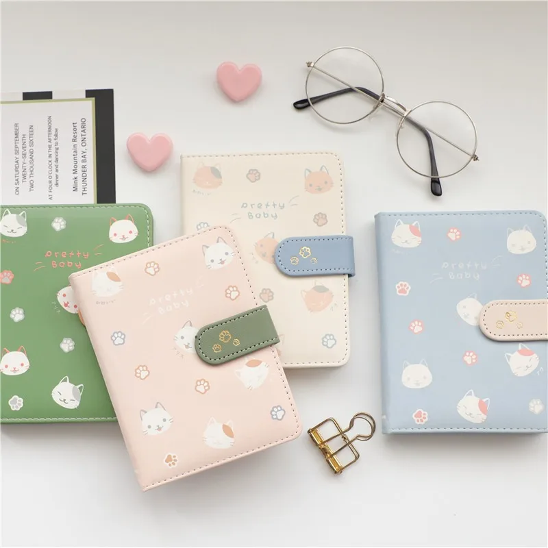 

Cute Notebook Heart-shaped Gold-plated Cat Pu Magnetic Buckle Notepad Multi Specification Student Notebook Diary Planner Agenda