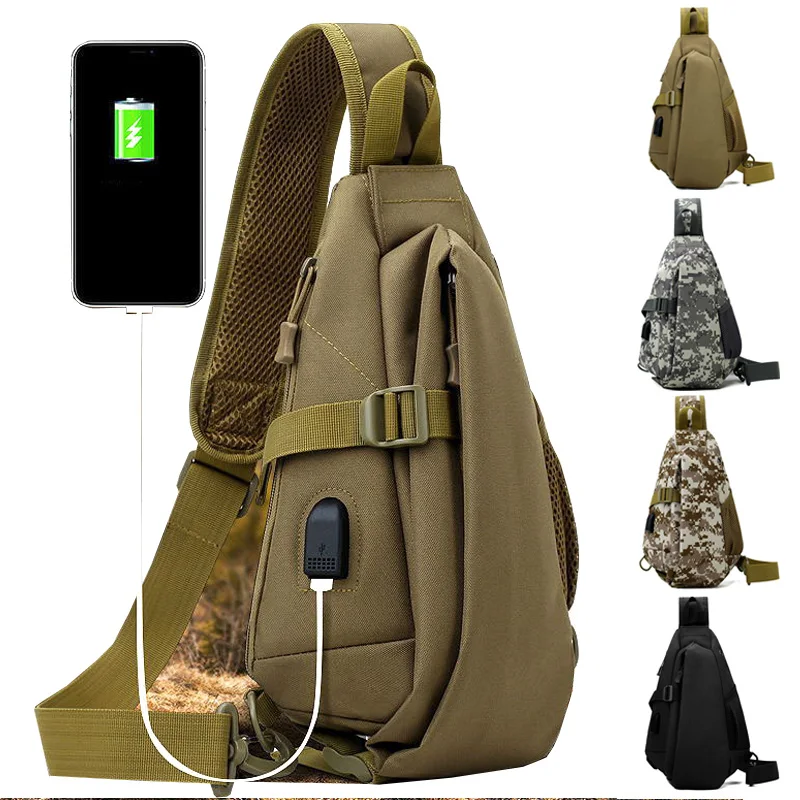 

Военный Тактический Рюкзак-слинг с USB, армейская тактическая сумка через плечо, рюкзаки для кемпинга, пешего туризма, охоты, Рюкзак Molle, уличн...