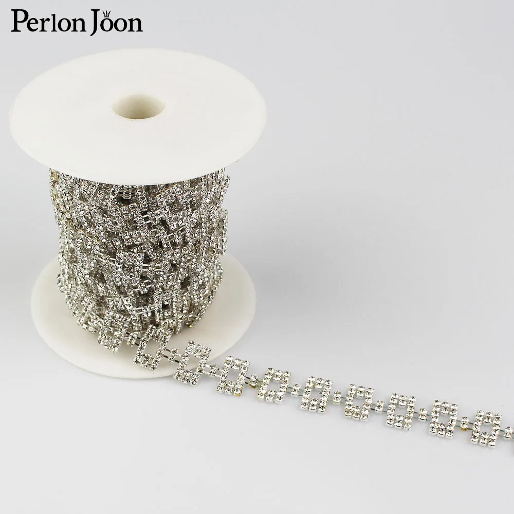 1 ярд квадратные стразы отделка лента мигающая Хрустальная металлическая