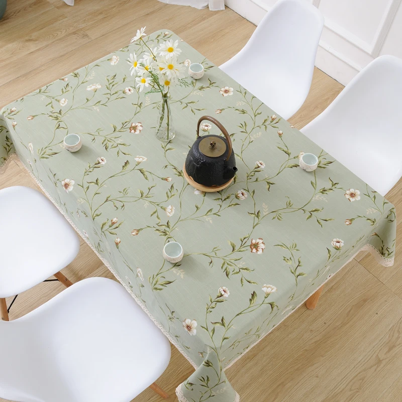 European Rectangle Tablecloth Printed Flowers Cotton Linen Modern Coffee Tea Table Cloth Home Outdoor Wedding Decoration Cover | Дом и сад