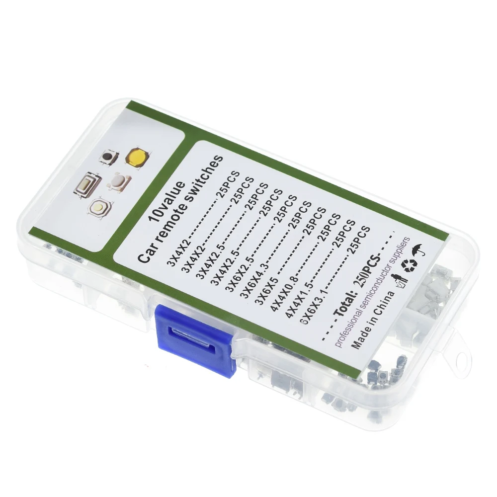 Тактильный кнопочный выключатель 10 типов 250 шт.