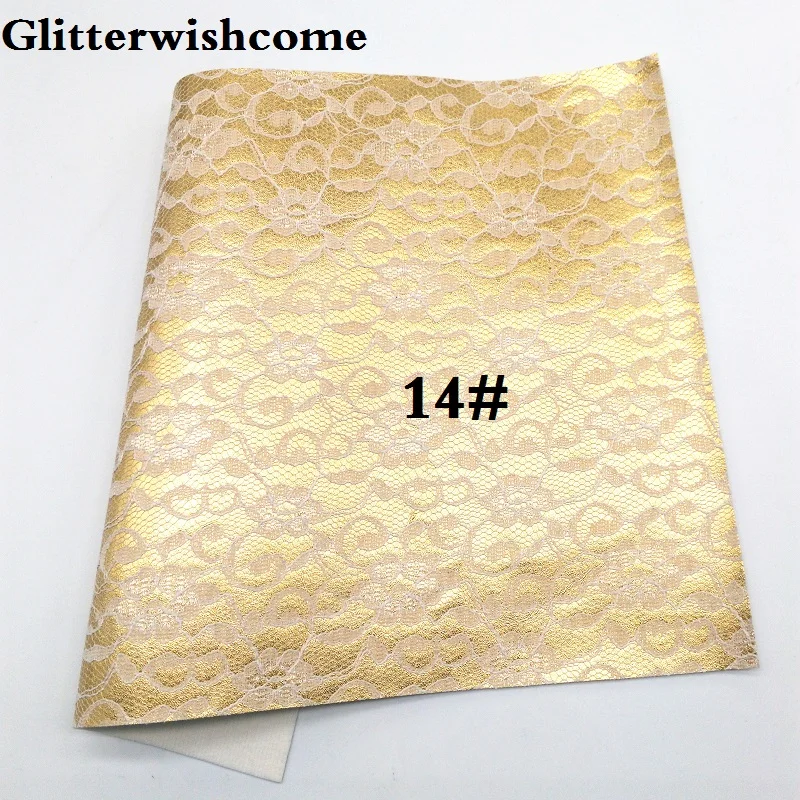Glitterwishcome 21X29 см A4 размер винил для бантов металлик Синтетическая кожа со стеганым кружевом искусственная кожа листы для бантов, GM093A - Цвет: 14