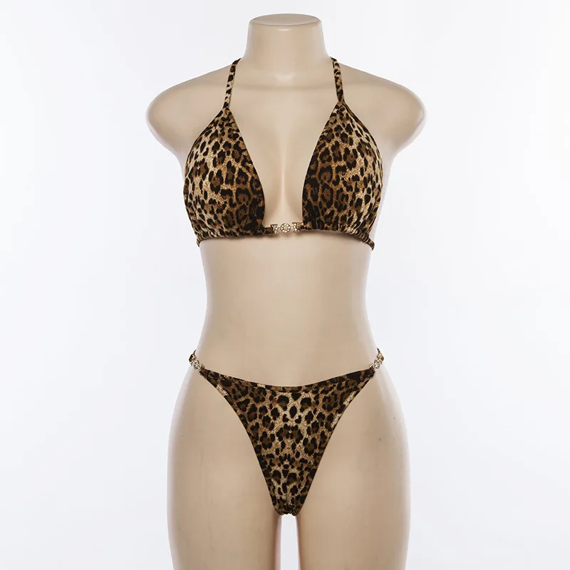 

Sexy Women Swimwear Low Waisted Leopard Print Bikini Brazilian Bikini Set Push Up Bathing Suit Female Summer Beach Wear Biquini