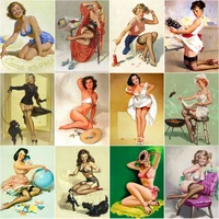 sexy female pin up girls tin sign metal vintage wall art stickers plates plaque metal signs for club bar pub bedroom home decor