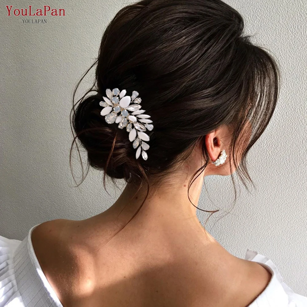 

YouLaPan HP318 Wedding Opal Tiara Hair Accessories Jewelry Wedding Bridal Hair Accessories Rhinestone Crystal Hair Comb Clips