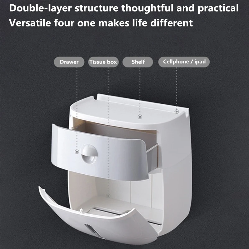 bathroom waterproof double tissue box plastic toilet paper holder wall mounted paper holder storage box toilet paper holder free global shipping