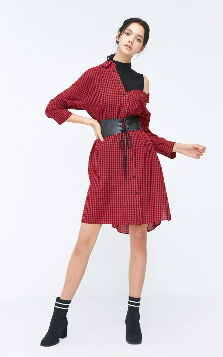 Vero Moda Новое поступление вязаный жилет клетчатое платье-рубашка | 3184SZ506