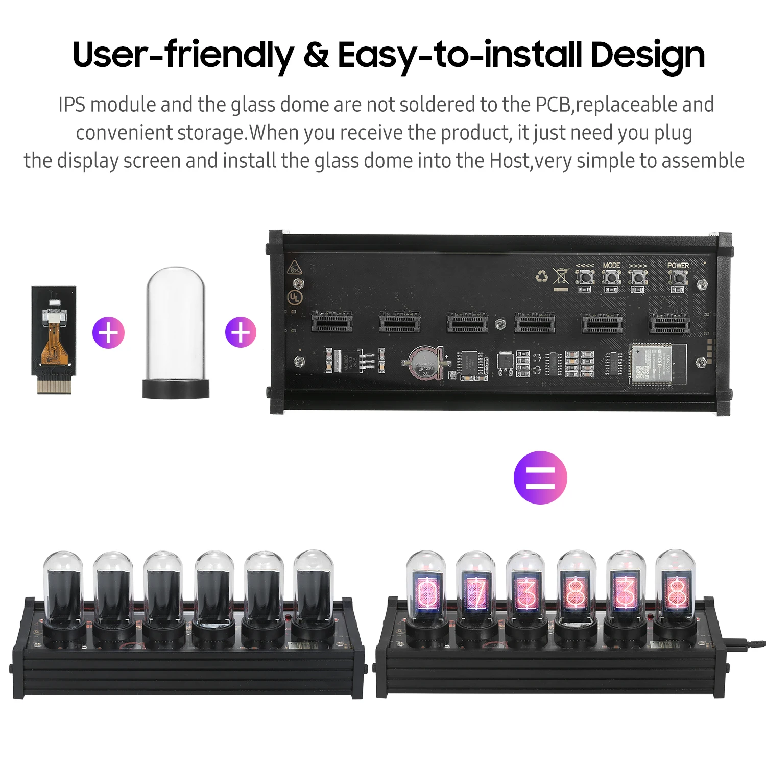 Светодиодные трубчатые часы RGB винтажные цифровые Nixie 6-битное отображение