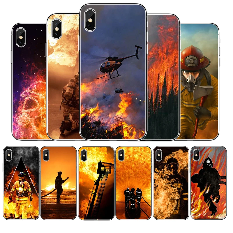 Пожарный Прозрачный чехол для мобильного телефона iphone 12 11Pro Max 11 XR XS X 8 7 6 6S Plus 5 5S SE