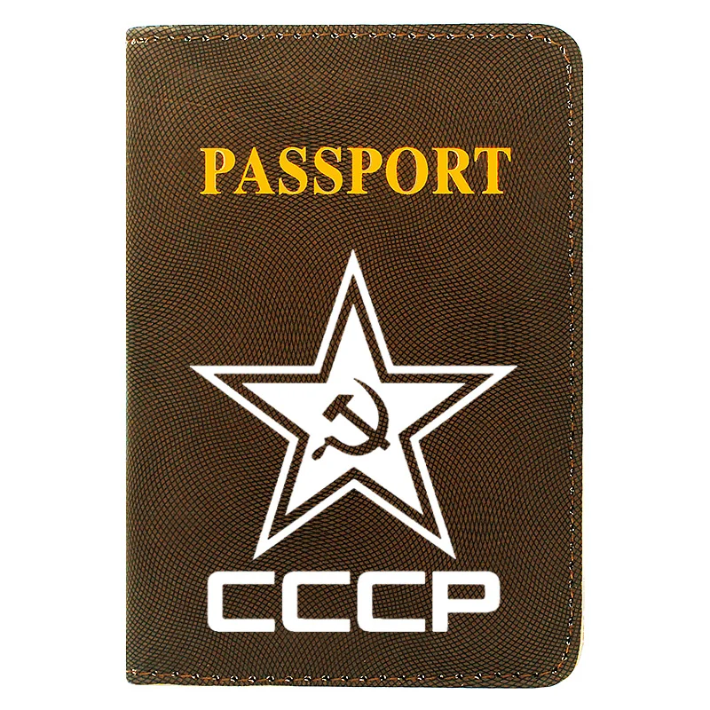 

Classic CCCP Sickle Hammer Printing Women Men Passport Cover Travel ID Credit Card Holder Pocket Wallet Bags Birthday Gifts