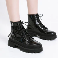 winter women martin boots 2021 thick platform student booties lace up solid black autumn sexy ladies career shoes ankle boots
