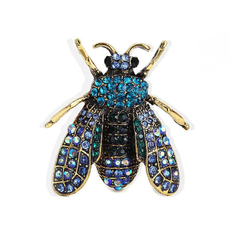 blue Morkopela, черная брошь в виде насекомых, булавка, пчела, стразы, броши для женщин, винтажные, для банкета, для одежды, на булавке, для шарфа, ювелирные изделия, брошь - Окраска металла: blue