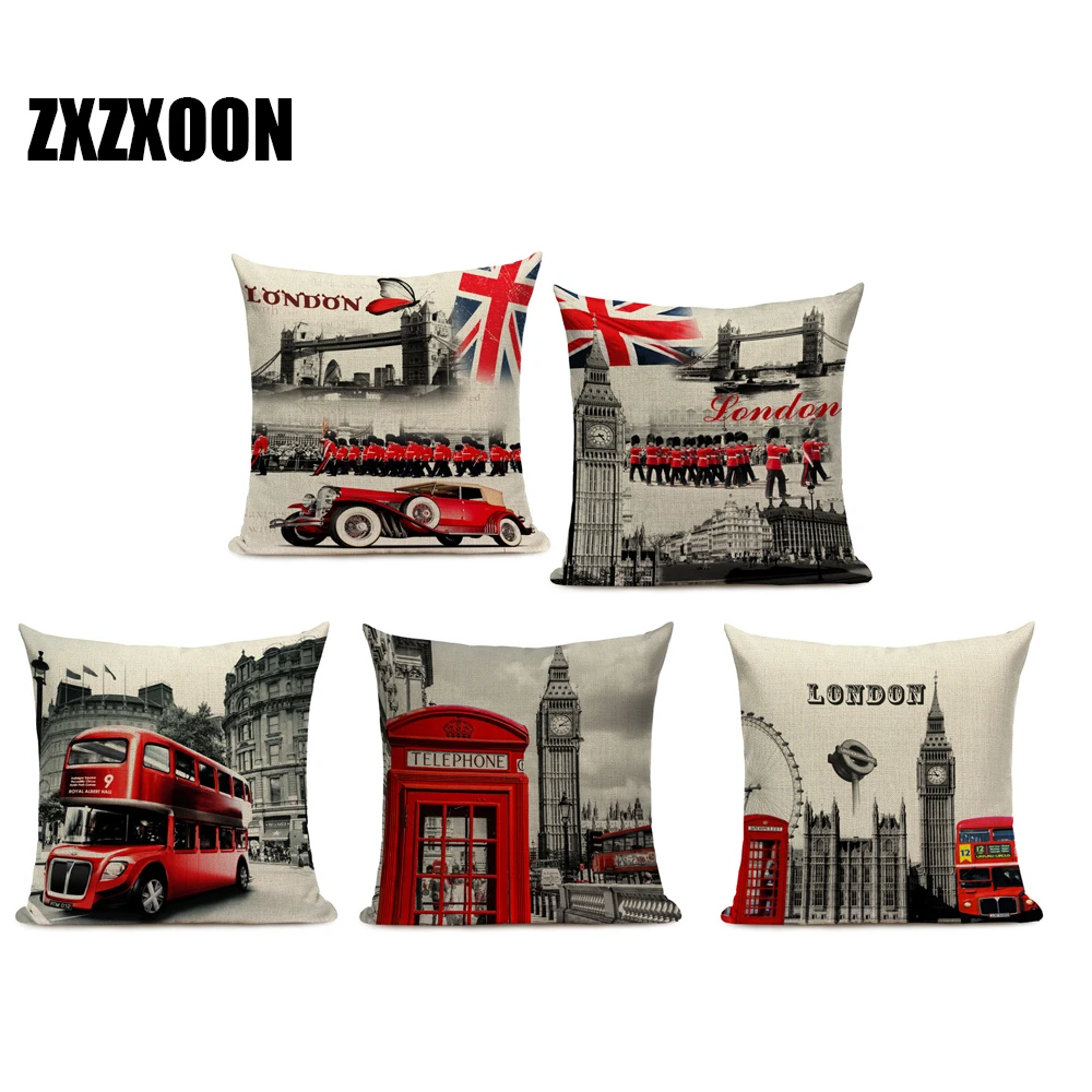 Декоративный чехол для диванных подушек в британском лондонском стиле с