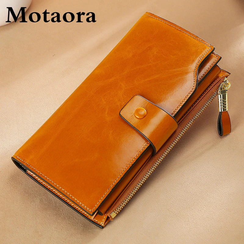 MOTAORA Women's RFID Wallet Luxury Genuine Leather Purse For Women Large Capacity Multi-layer Card Holder Fashion Wallets Ladies