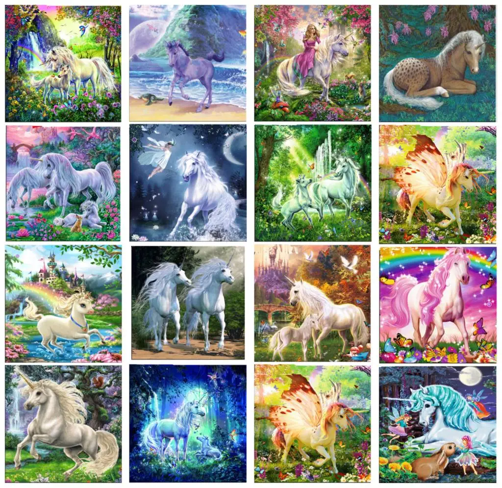 Алмазная 5D Вышивка сделай сам с животными алмазная картина единорогом и птицами