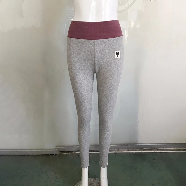 high waist grey AOSHENG, новинка осень-зима, модные, хит, цветные, с эластичной резинкой на талии, с рисунком, из кусков, большой размер, вязаные леггинсы, женские, тонкие леггинсы - Цвет: high waist grey